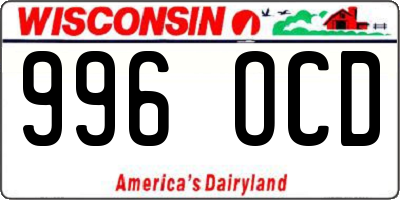 WI license plate 996OCD