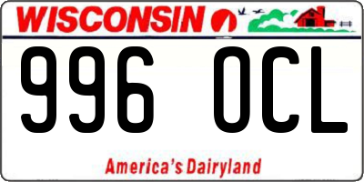 WI license plate 996OCL