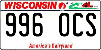 WI license plate 996OCS
