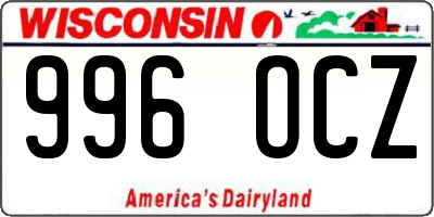 WI license plate 996OCZ