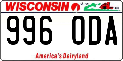 WI license plate 996ODA