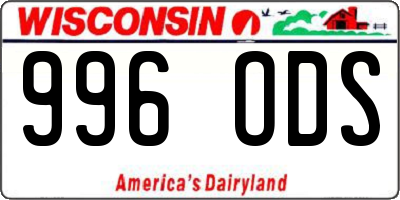 WI license plate 996ODS