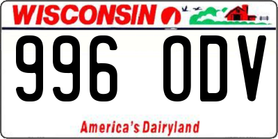 WI license plate 996ODV