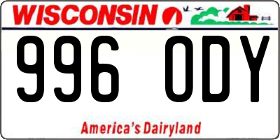 WI license plate 996ODY