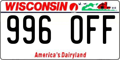WI license plate 996OFF