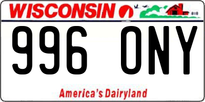 WI license plate 996ONY