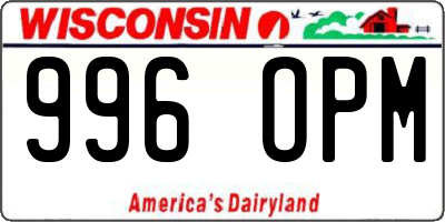 WI license plate 996OPM