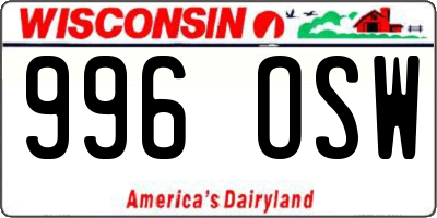 WI license plate 996OSW