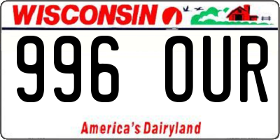 WI license plate 996OUR