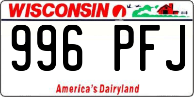 WI license plate 996PFJ