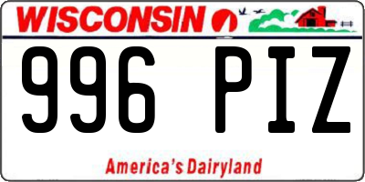 WI license plate 996PIZ