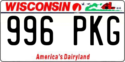 WI license plate 996PKG