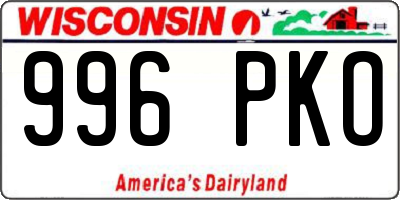 WI license plate 996PKO