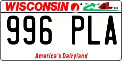 WI license plate 996PLA