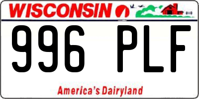 WI license plate 996PLF