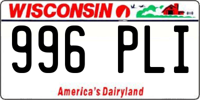 WI license plate 996PLI