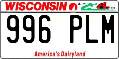 WI license plate 996PLM