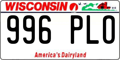 WI license plate 996PLO