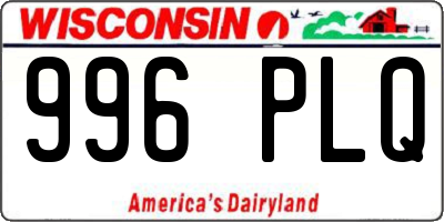 WI license plate 996PLQ