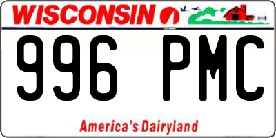 WI license plate 996PMC