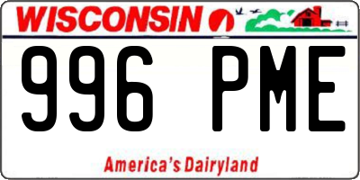 WI license plate 996PME