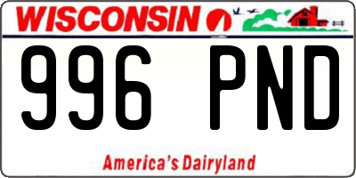 WI license plate 996PND