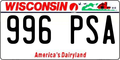 WI license plate 996PSA