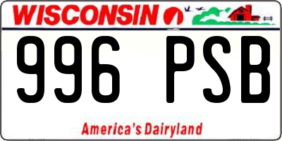 WI license plate 996PSB