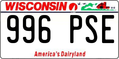 WI license plate 996PSE