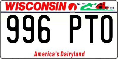 WI license plate 996PTO