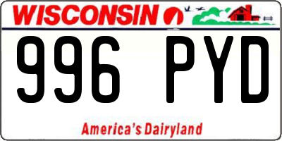 WI license plate 996PYD