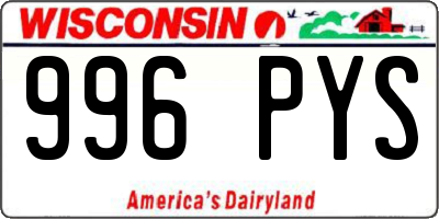 WI license plate 996PYS