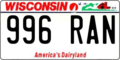 WI license plate 996RAN