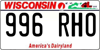 WI license plate 996RHO
