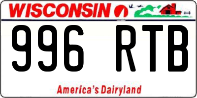 WI license plate 996RTB