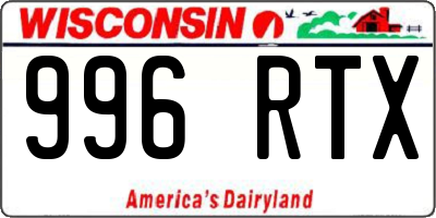 WI license plate 996RTX