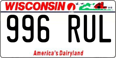 WI license plate 996RUL