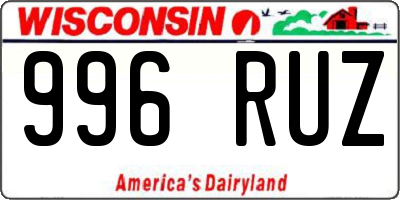 WI license plate 996RUZ
