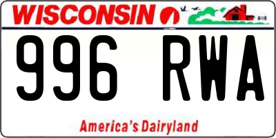 WI license plate 996RWA