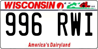 WI license plate 996RWI