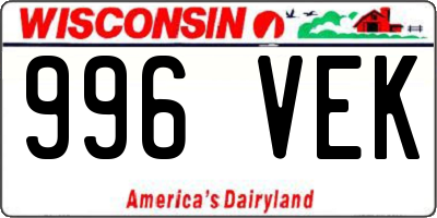 WI license plate 996VEK
