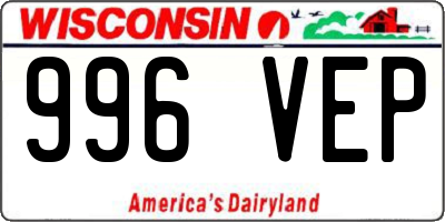 WI license plate 996VEP