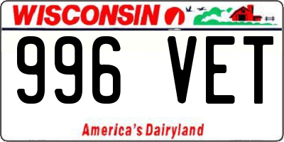 WI license plate 996VET