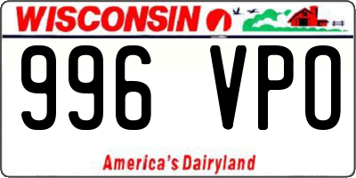 WI license plate 996VPO