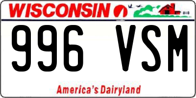WI license plate 996VSM