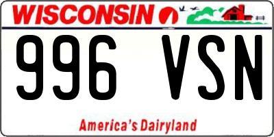 WI license plate 996VSN