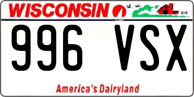 WI license plate 996VSX