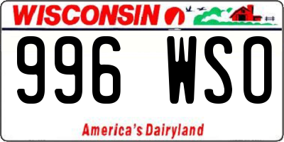WI license plate 996WSO