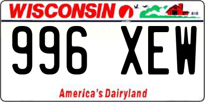 WI license plate 996XEW