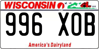 WI license plate 996XOB